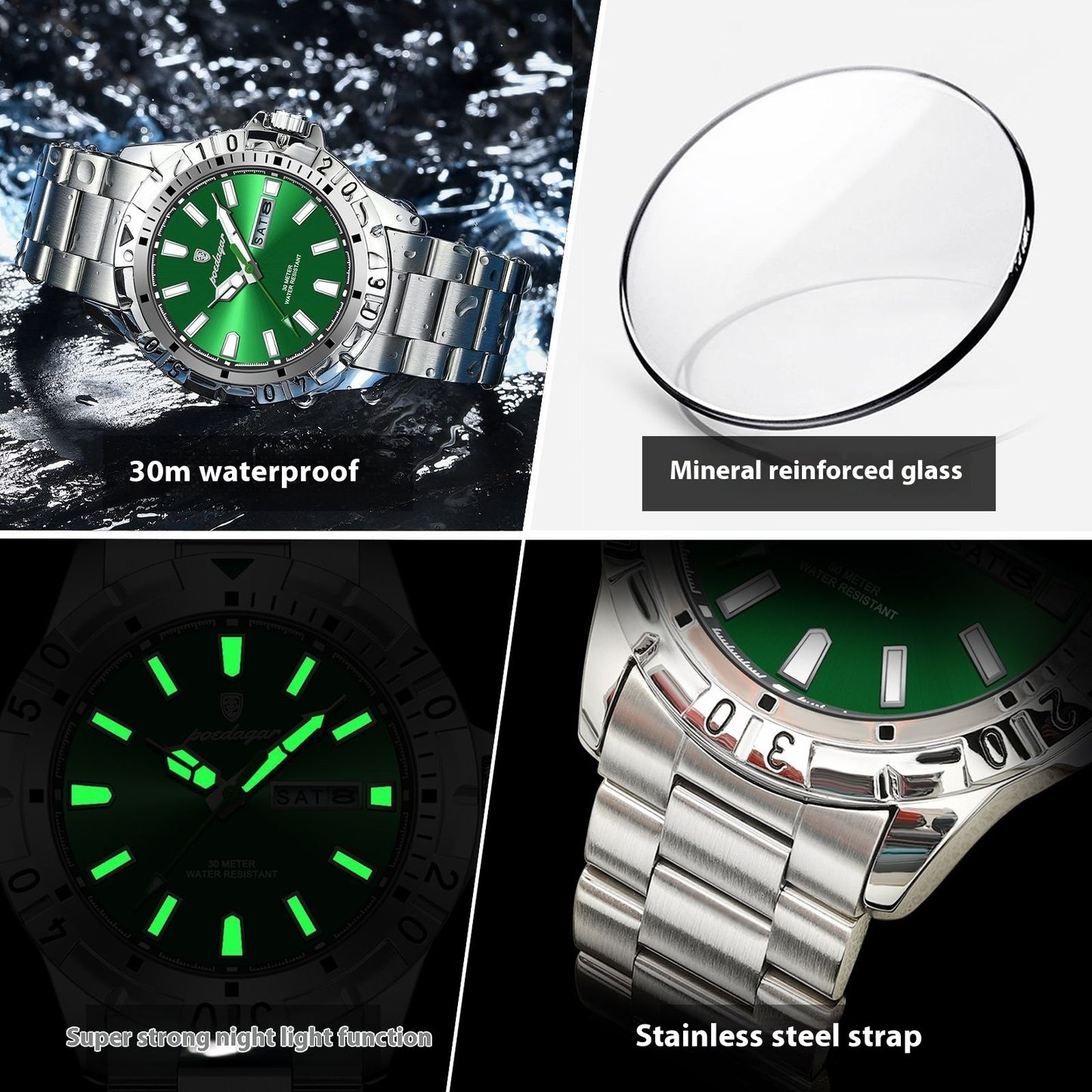 Swiss Brand Waterproof Fashion New Men's Super Strong Luminous Watch