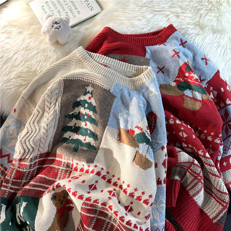 Vintage Loose Round Neck Christmas Sweater
